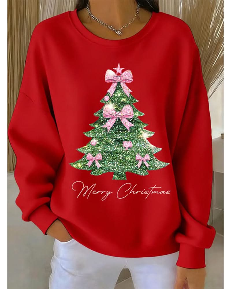 Tessa | Sudadera navideña de cuello redondo con árbol de Navidad