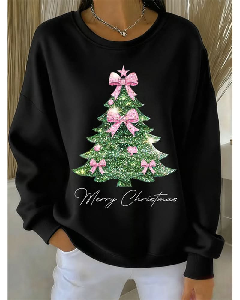 Tessa | Sudadera navideña de cuello redondo con árbol de Navidad