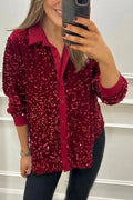 Valeria | Chemise Glamour à Paillettes Premium