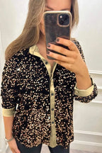 Valeria | Chemise Glamour à Paillettes Premium