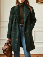 Vivienne | Elegant Check Long Coat