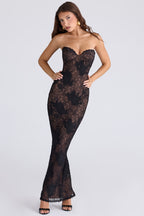 Lucienne™ | Black Lace Corset Maxi Dress
