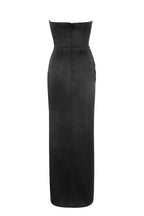 Adrienne™ | Black Satin Corset Maxi Dress