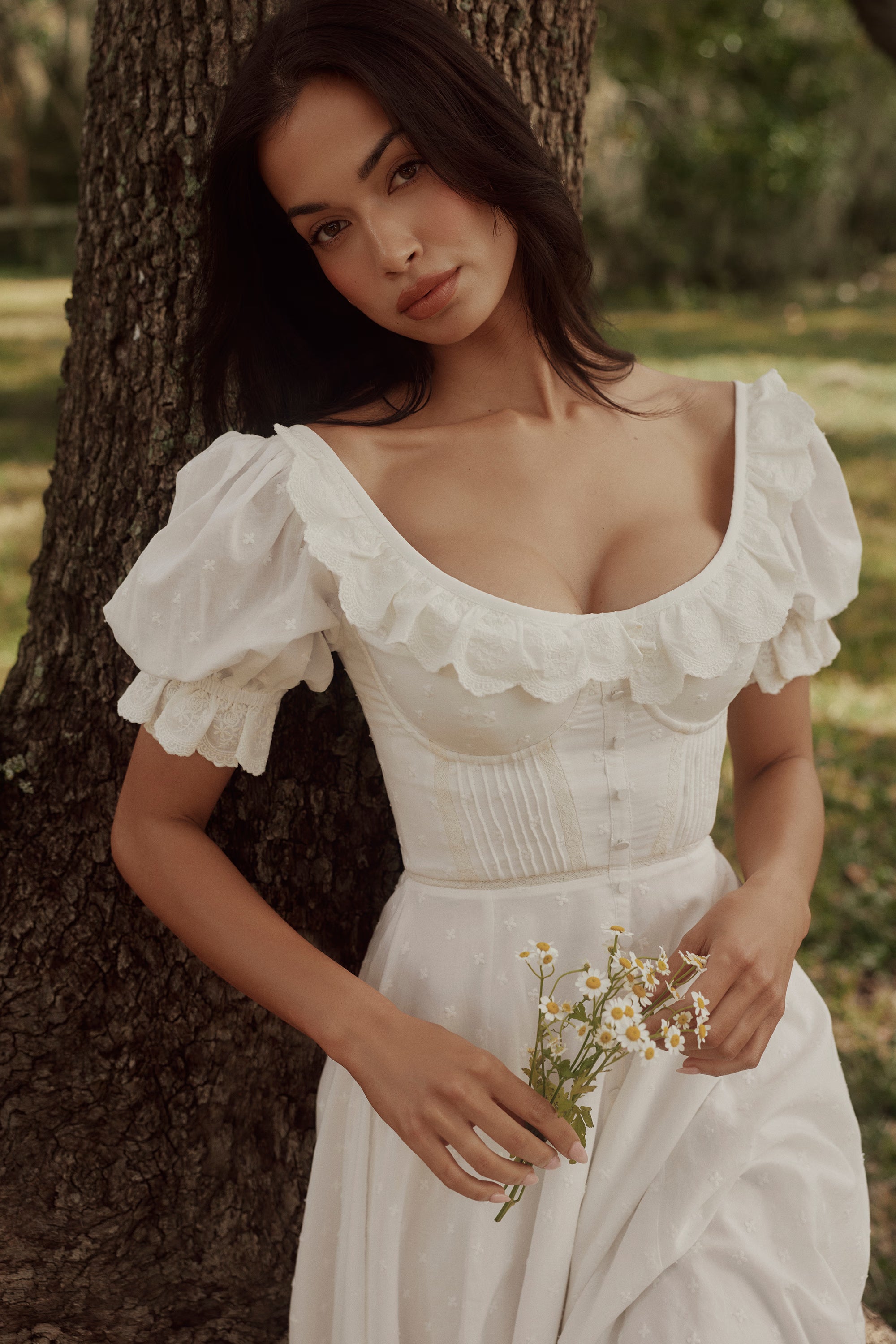 Bella™ | White Broderie Anglaise Midi Dress