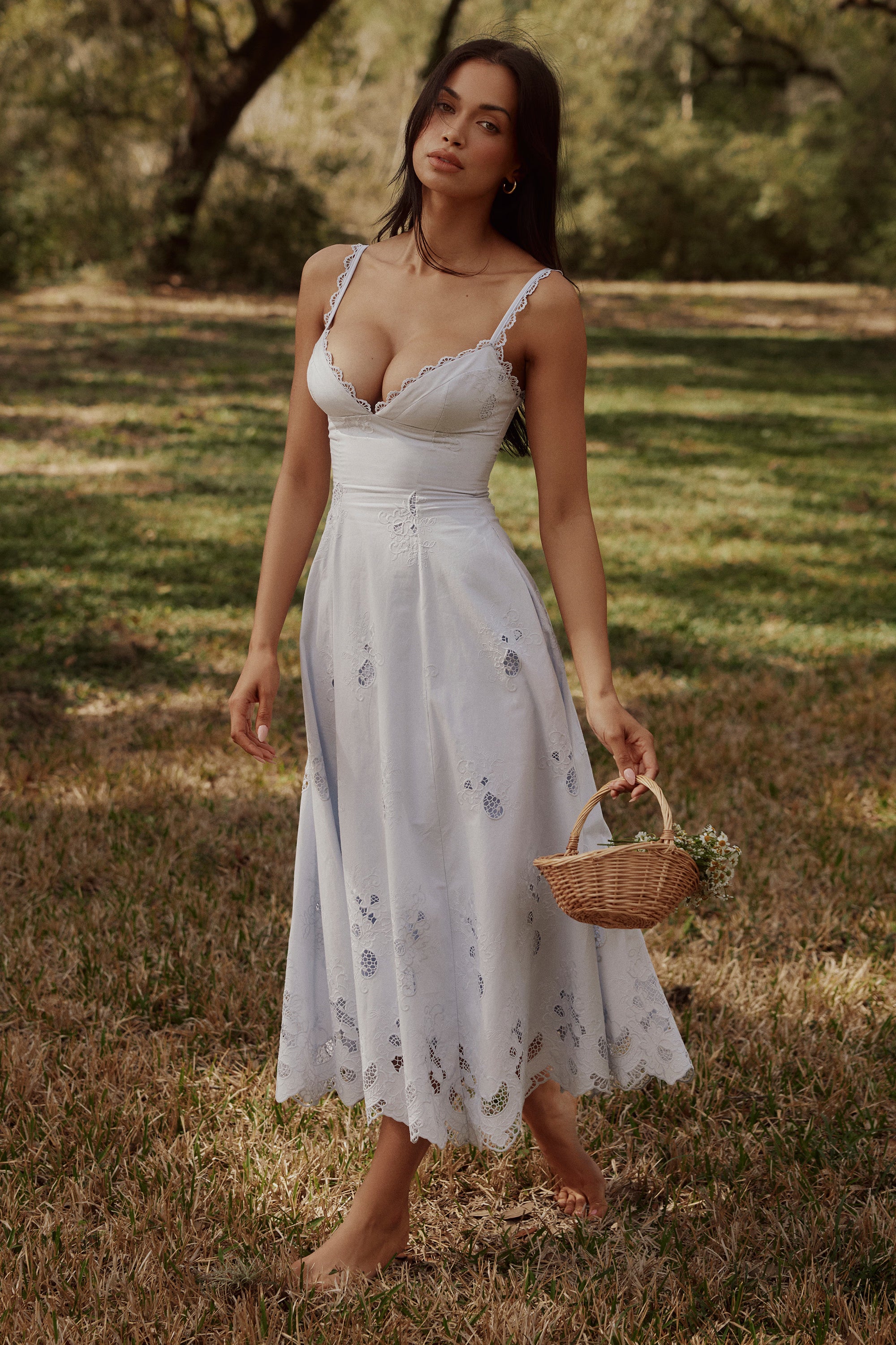 Tatiana™ | Blue Broderie Anglaise Midi Sundress