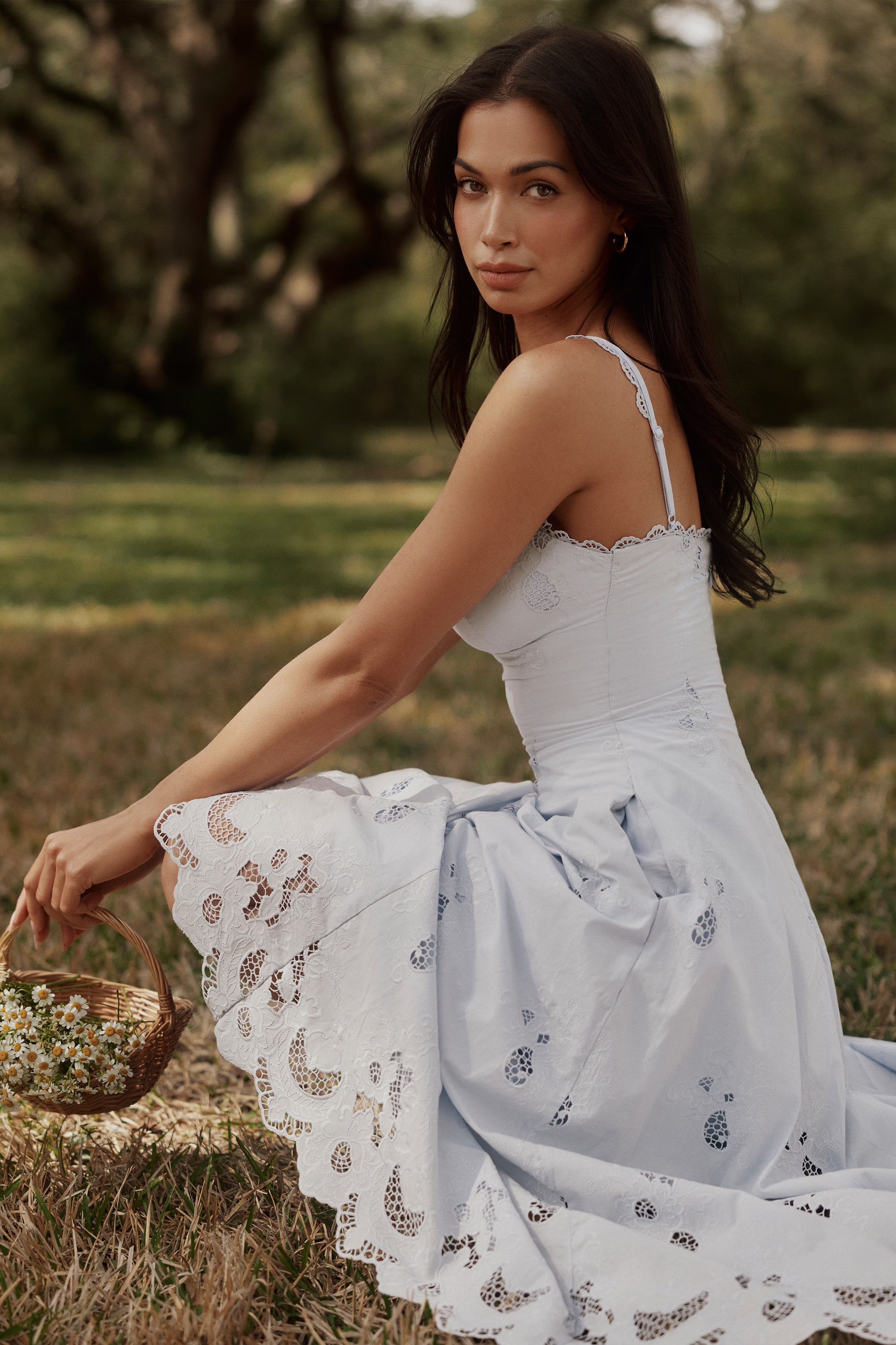 Tatiana™ | Blue Broderie Anglaise Midi Sundress