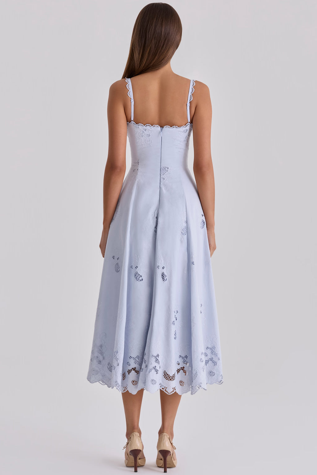 Tatiana™ | Blue Broderie Anglaise Midi Sundress